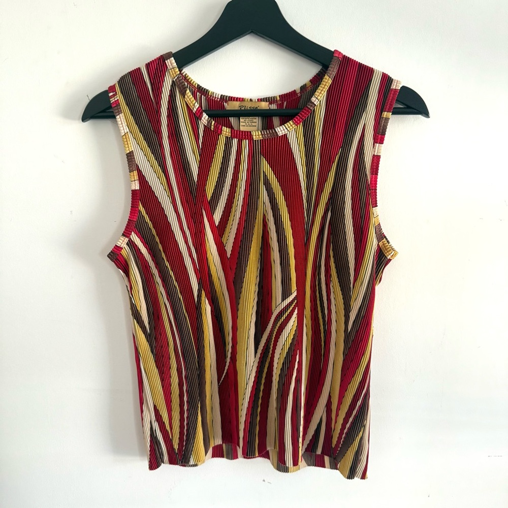 Vintage Plisse Patterned retro Sleeveless Top